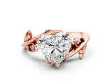 Rose gold Heart Cut Solitaire Twist Engagement Ring with Leaf Accents and Prong Setting_15