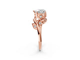 Rose gold Heart Cut Solitaire Twist Engagement Ring with Leaf Accents and Prong Setting_17