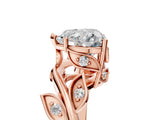 Rose gold Heart Cut Solitaire Twist Engagement Ring with Leaf Accents and Prong Setting_20
