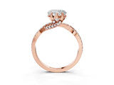 Rose gold Heart Cut Solitaire Twist Pave Diamond Engagement Ring with Prong Setting_18