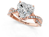 Rose gold Heart Cut Solitaire Twist Pave Diamond Engagement Ring with Prong Setting_40