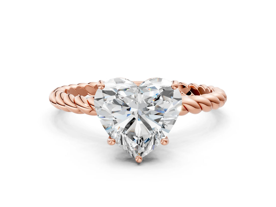 Rose gold Heart Cut Solitaire Twisted Band 4-Prong Ring_15