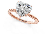 Rose gold Heart Cut Solitaire Twisted Band 4-Prong Ring_16