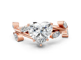 Rose gold Heart Cut Solitaire Twisted Band Marquise Accent Prong Setting Ring_3