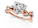 Rose gold Heart Cut Solitaire Twisted Band Marquise Accent Prong Setting Ring_4