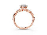 Rose gold Heart Cut Solitaire Twisted Band Marquise Accent Prong Setting Ring_6