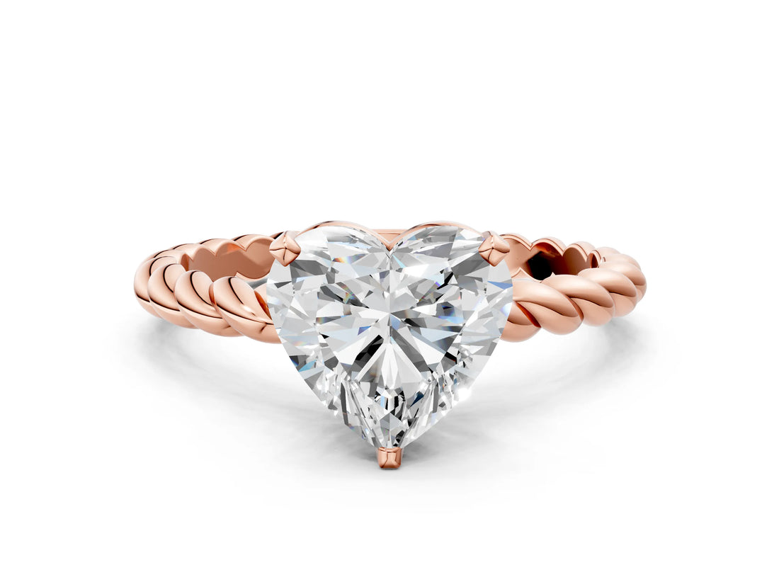 Rose gold Heart Cut Solitaire Twisted Band with Four-Prong Setting_113