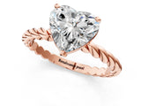 Rose gold Heart Cut Solitaire Twisted Band with Four-Prong Setting_114