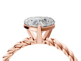 Rose gold Heart Cut Solitaire Twisted Band with Four-Prong Setting_117