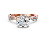 Rose gold Heart Cut Solitaire Twisted Pave Band with Four-Prong Setting_4