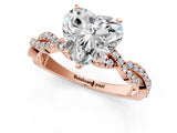 Rose gold Heart Cut Solitaire Twisted Pave Band with Four-Prong Setting_5