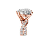 Rose gold Heart Cut Solitaire Twisted Pave Band with Four-Prong Setting_9