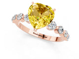 Rose gold Heart Cut Solitaire Yellow Sapphire Ring with Pave Band and Four-Prong Setting_25