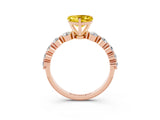 Rose gold Heart Cut Solitaire Yellow Sapphire Ring with Pave Band and Four-Prong Setting_27