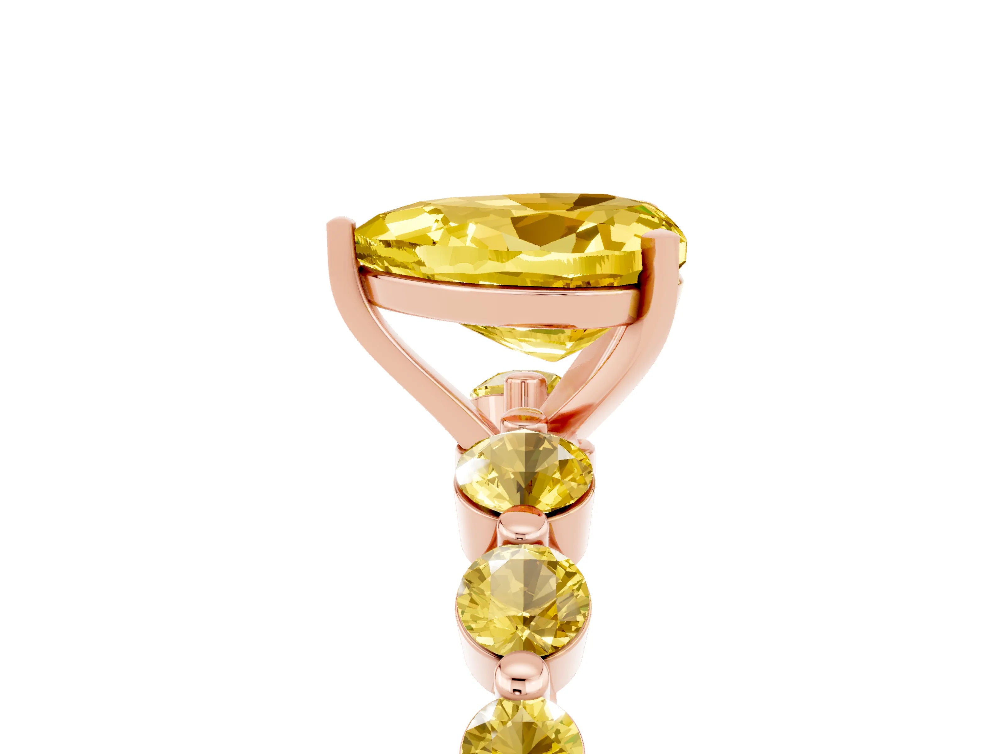 Rose gold Heart Cut Solitaire Yellow Sapphire Ring with Pave Band and Four-Prong Setting_5