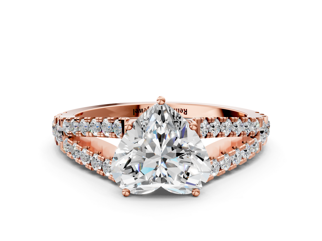 Rose gold Heart Cut Split Shank Pave Diamond Engagement Ring with Four-Prong Setting_28