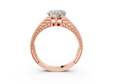 Rose gold Heart Cut Split Shank Pave Diamond Ring with Four-Prong Setting_35
