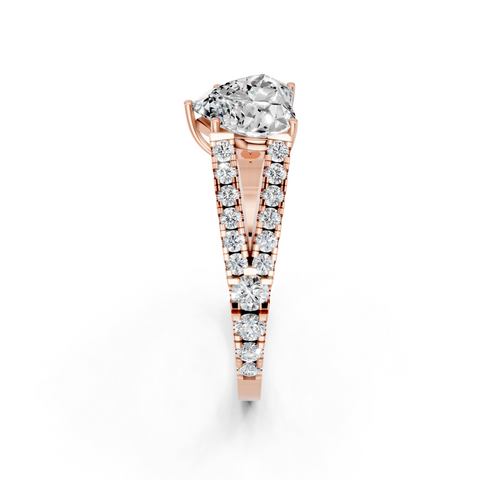 Rose gold Heart Cut Split Shank Pave Engagement Ring with Four-Prong Setting_3