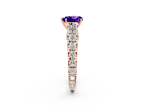 Rose gold Heart Cut Tanzanite Classic Solitaire Ring with Pavé Band and Four-Prong Setting_2