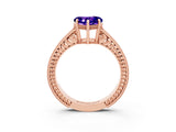 Rose gold Heart Cut Tanzanite Engagement Ring with Milgrain Channel Set Band and Prong Setting_3