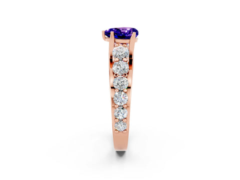 Rose gold Heart Cut Tanzanite Engagement Ring with Pavé Band and Four-Prong Setting_2