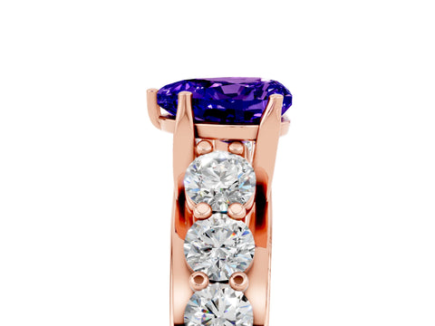 Rose gold Heart Cut Tanzanite Engagement Ring with Pavé Band and Four-Prong Setting_5