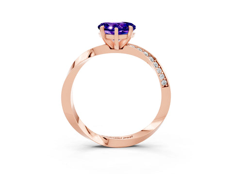 Rose gold Heart Cut Tanzanite Engagement Ring with Side Stone Accents and Four-Prong Setting_27
