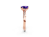Rose gold Heart Cut Tanzanite Engagement Ring with Side Stone Accents and Four-Prong Setting_62