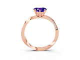 Rose gold Heart Cut Tanzanite Engagement Ring with Side Stone Accents and Four-Prong Setting_63