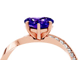 Rose gold Heart Cut Tanzanite Engagement Ring with Side Stone Accents and Four-Prong Setting_64