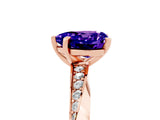 Rose gold Heart Cut Tanzanite Engagement Ring with Side Stone Accents and Four-Prong Setting_65