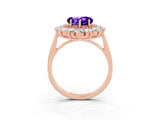 Rose gold Heart Cut Tanzanite Floral Double Halo Engagement Ring with Prong Setting_87