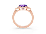 Rose gold Heart Cut Tanzanite Halo Ring with Tapered Band and Four-Prong Setting_3