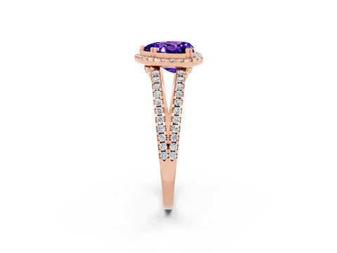 Rose gold Heart Cut Tanzanite Halo Split Shank Engagement Ring_14