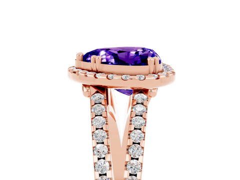 Rose gold Heart Cut Tanzanite Halo Split Shank Engagement Ring_17