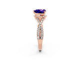 Rose gold Heart Cut Tanzanite Halo Twist Band Solitaire Prong Setting Ring_2