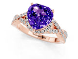 Rose gold Heart Cut Tanzanite  Halo Twist Band Solitaire Prong Setting Ring_25