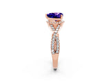 Rose gold Heart Cut Tanzanite  Halo Twist Band Solitaire Prong Setting Ring_26