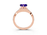 Rose gold Heart Cut Tanzanite  Halo Twist Band Solitaire Prong Setting Ring_27