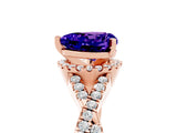 Rose gold Heart Cut Tanzanite  Halo Twist Band Solitaire Prong Setting Ring_29
