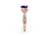 Rose gold Heart Cut Tanzanite  Halo Twist Band Solitaire Prong Setting Ring_44