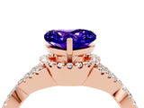 Rose gold Heart Cut Tanzanite  Halo Twist Band Solitaire Prong Setting Ring_46