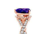 Rose gold Heart Cut Tanzanite  Halo Twist Band Solitaire Prong Setting Ring_47