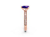 Rose gold Heart Cut Tanzanite Milgrain Pavé Engagement Ring with Four-Prong Setting_14