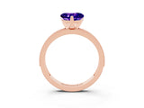 Rose gold Heart Cut Tanzanite Milgrain Pavé Engagement Ring with Four-Prong Setting_15