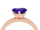 Rose gold Heart Cut Tanzanite Milgrain Pavé Engagement Ring with Four-Prong Setting_16