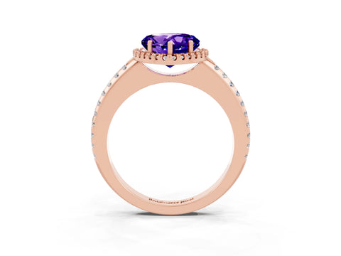 Rose gold Heart Cut Tanzanite Pavé Halo Ring with Four-Prong Setting_15