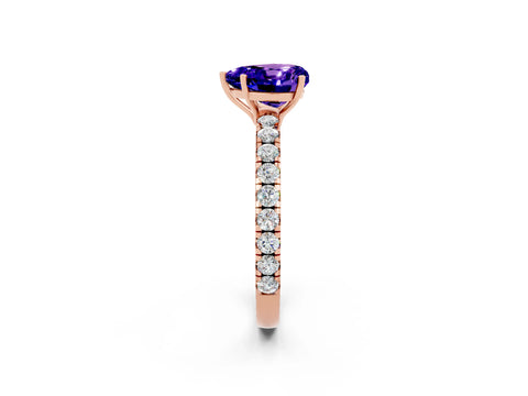 Rose gold Heart Cut Tanzanite Pavé Solitaire Engagement Ring with Four-Prong Setting_14
