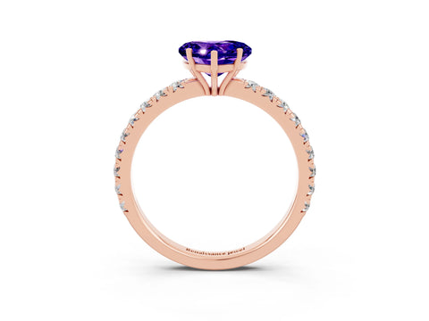 Rose gold Heart Cut Tanzanite Pavé Solitaire Engagement Ring with Four-Prong Setting_15