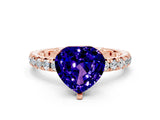 Rose gold Heart Cut Tanzanite Pavé Solitaire Ring with Round Band and Prong Setting_24